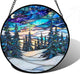 DASTOLL Stained Glass Window Hanging, Starry Sky Trees and Snow Sun Catchers Glass Panel Blue Suncatcher Decor for Birthday for Women, Men, Wife, Aunt, and Mom 9.8 in