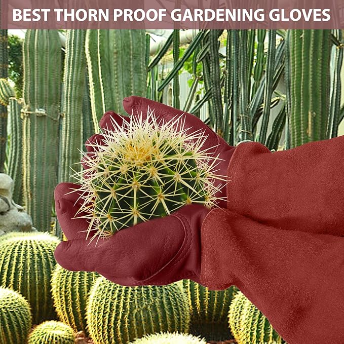 SLARMOR Long Gardening-Gloves Women/Men-Thorn proof Rose Pruning Heavy Duty Gauntlet, Best Garden Gifts for Gardener-XS