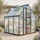 Jiliusure 6x6FT Greenhouse with Polycarbonate Panels Vent, Charcoal Black