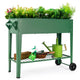 YKTEEDENS Raised Garden Bed with Legs and Wheels, Metal Outdoor, Green