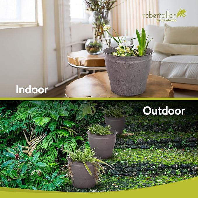 Headwind Natural Ironstone Timberline Collection - 10" Cappuccino Decorative Planter for Outdoor Pots for Plants – Modern Indoor Plant Pots, Large & Small Planters for Indoor Plants by Robert Allen