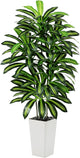 Artificial Dracaena Tree - 5FT Tall Fake Plants with White Tall Planter - Artificial Plants Indoor Floor Plant in Pot - Large Tropical Fake Yucca Potted Tree for Home Office Living Room Decor