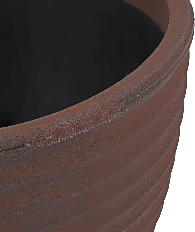 Sunnydaze Ribbed 13" Outdoor Plant Pot - Polyresin Double-Walled Planter for Indoor or Outdoor Use - Rust