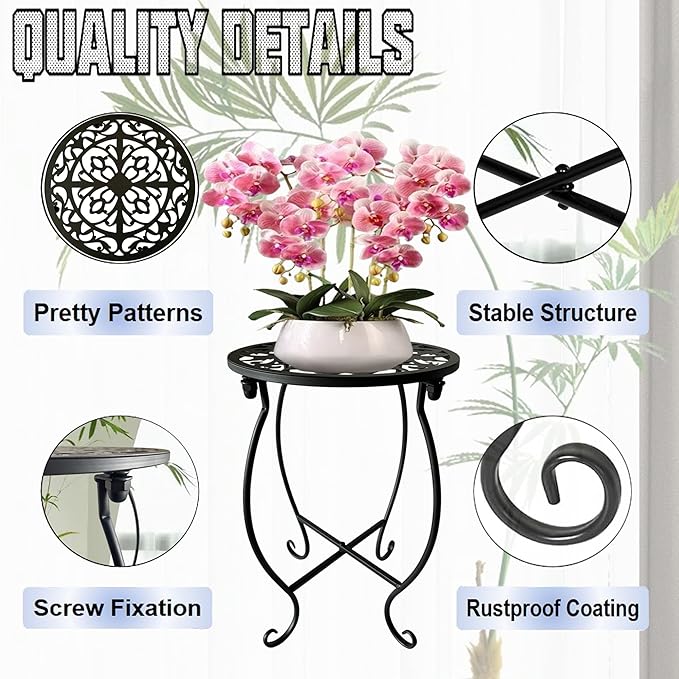EKINIYAR Plant Stand Indoor Outdoor, Metal Plant Stand for Indoor Plants Iron Art Flower Pot Holder Stand Decoration Shelf Racks for Single Planter Use in Garden Patio Corner 1 Count