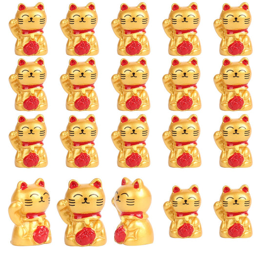 LuxDuo 20 pcs Mini Resin Cats Tiny Animals Figures,Lucky Statue Cat,Cute Mini Cat Figurines for Fairy Garden Decor,Dollhouse,Cake Topper, Birthday Party Gifts