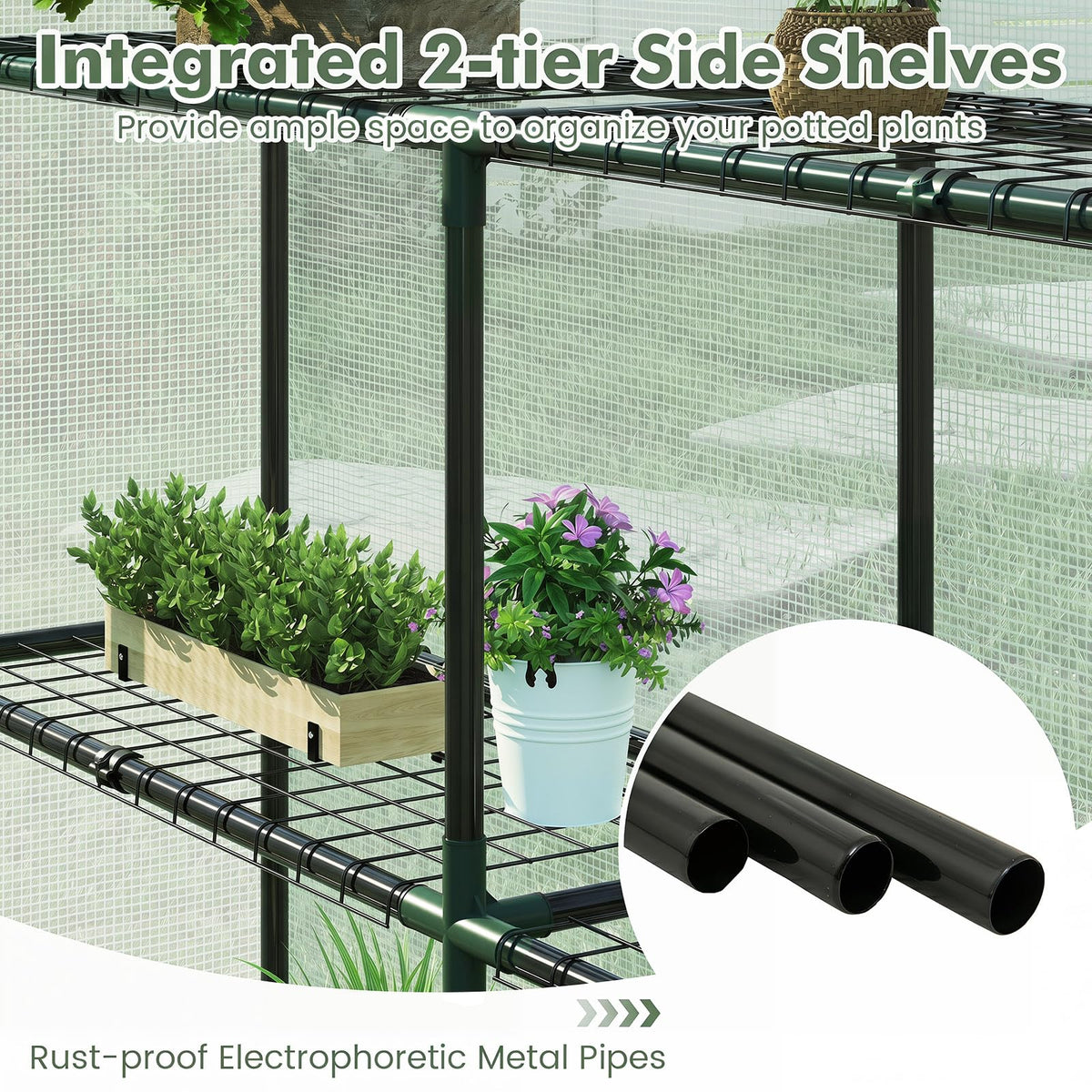 Happygrill Greenhouses for Outdoors, Portable Greenhouse with PE Cover