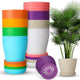 Yinder 32 Pcs 6 Inch Nursery Pots Flower Pots Colorful Plastic Plant Pot Seed Starting with Saucers and Drainage Holes Plant Container for Herbs Houseplants Seeding Nursery Flowers