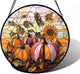 DASTOLL Stained Glass Window Hanging, Pumpkin Sunflower Suncatcher Diamond Glass Panel Sun Catchers Decor for Birthday for Women, Men, Wife, Aunt, and Mom 9.8 in