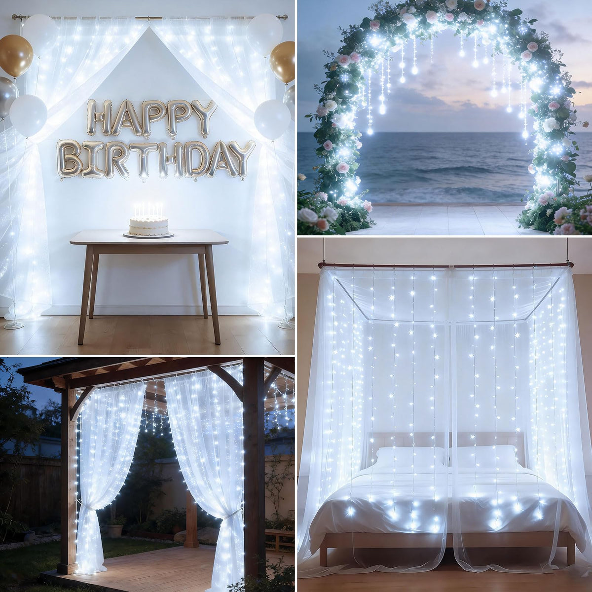 300LED Fairy Curtain Lights 9.8ft x 9.8ft LED Dimmable Twinkle Lights