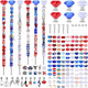 DIY Fairy Wand Garden Beads Stakes Wands Kit,Multiple Color Scheme European Beads Crystal Diamond Tops and 12 or 10 Inch Threaded Rods,Stainless Steel Stakes with Diamond Toppe(Red+White+Blue)