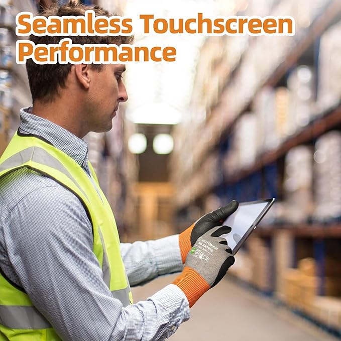 Schwer A6 AIR-SKIN Cut Resistant Work Gloves, Comfortable & Breathable, 21-Gauge Seamless Knit Flexible Safety Working Gloves with Grip for Refined Tasks, Touch-screen, Non PFAS, 2 Pairs, M, AR5926