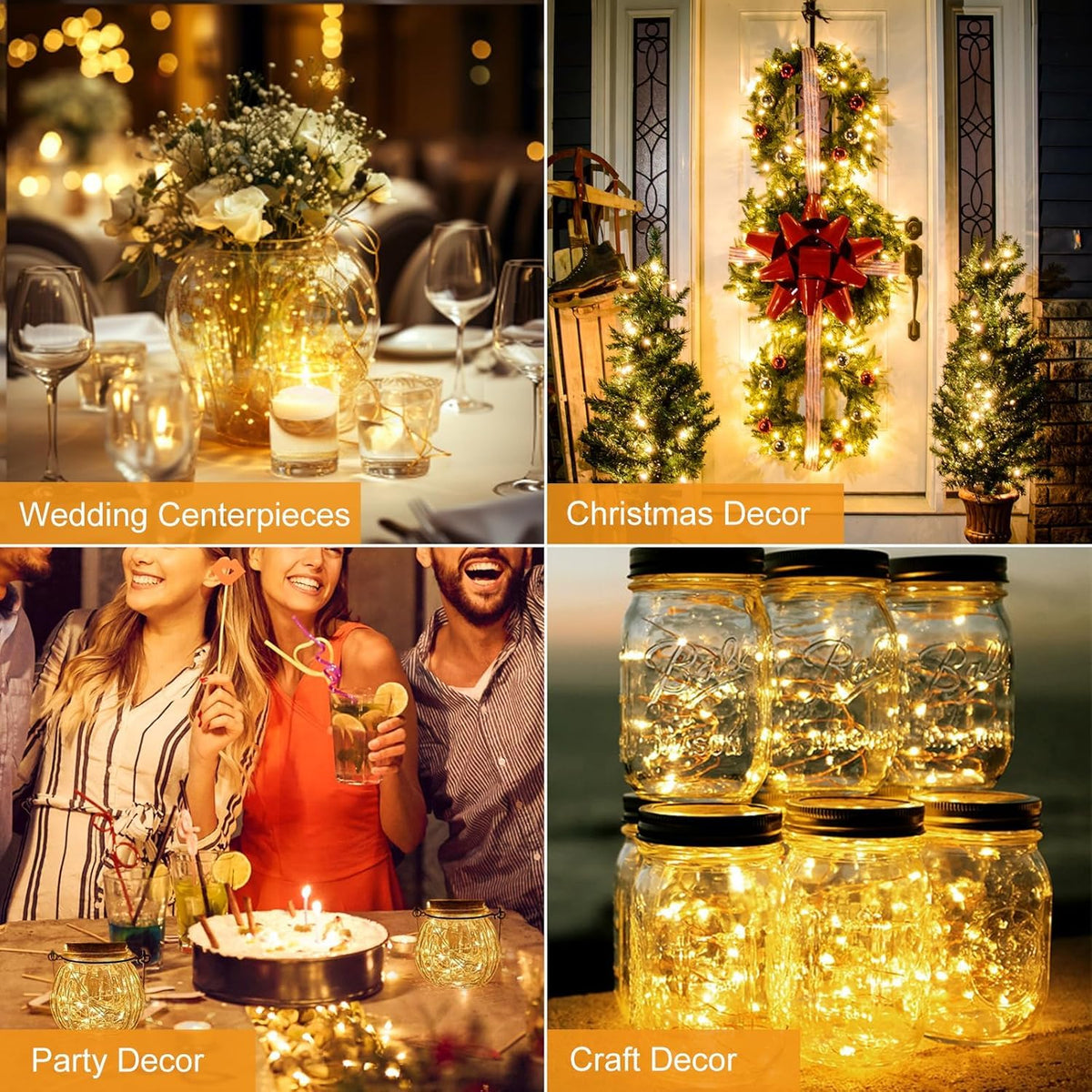 24 Pack Fairy Lights Battery Operated - 3 Modes - 7ft 20 LED Mini Twinkle String Lights Waterproof Silver Wire Firefly Starry Lights for Wedding Party Mason Jars Christmas Decorations, Warm White