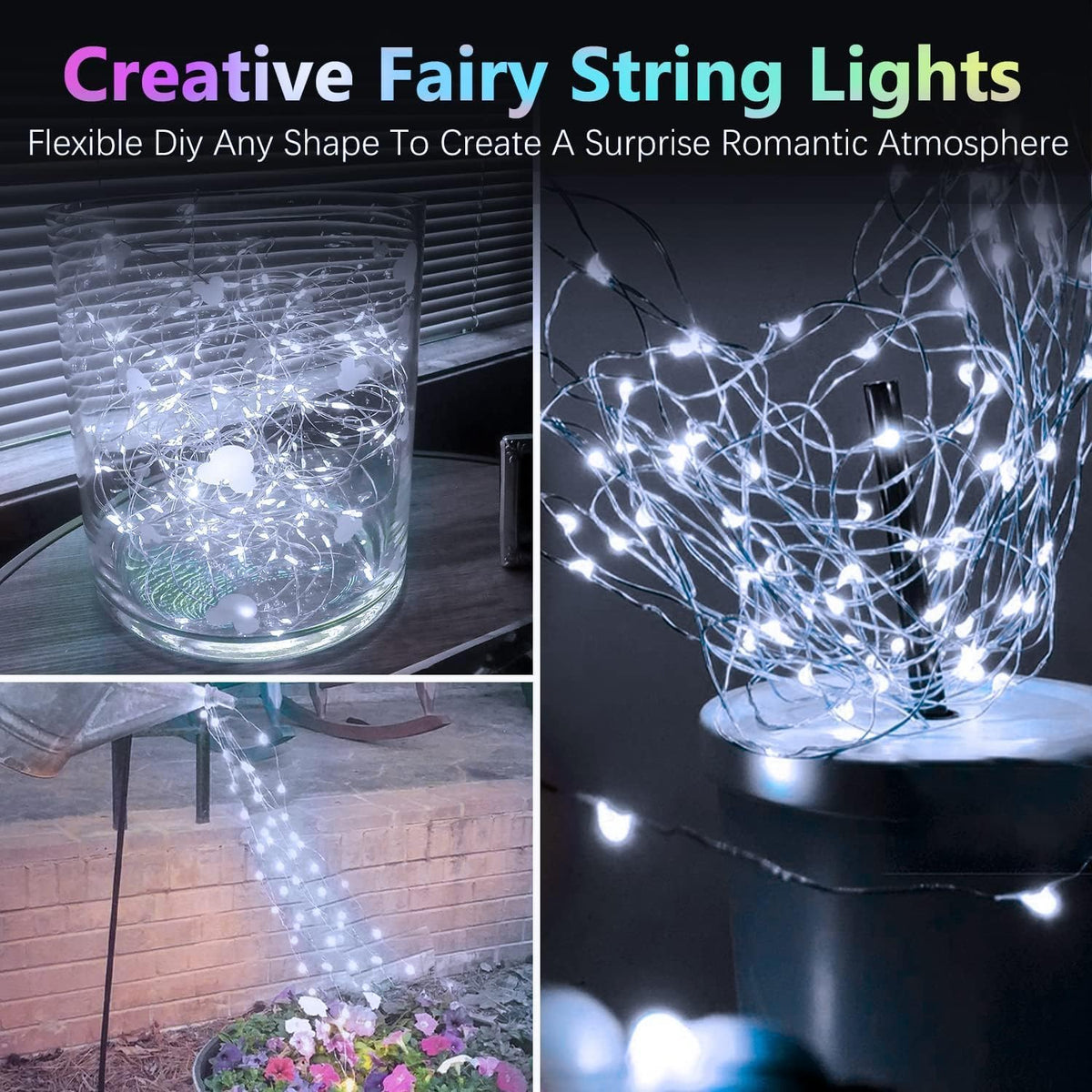 3 Pack 60 LED Fairy Lights Battery Operated with Remote, 20 FT Cool White