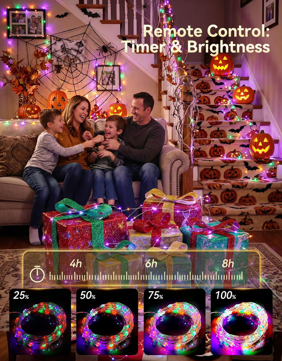 LitHome 4Pack 34 Colors Changing Fairy Lights Battery Operated with Remote