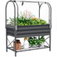 Outsunny Raised Garden Bed with Cover and Storage Shelf, Dark Gray