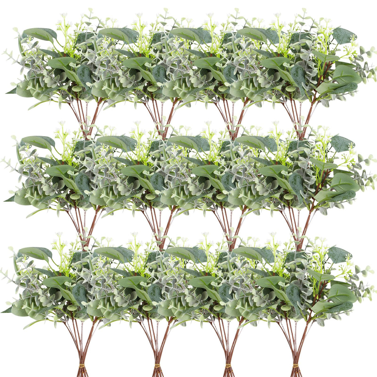 ZeKonan 120pcs Artificial Silver Dollar Eucalyptus Stems Bulk Fake Branches