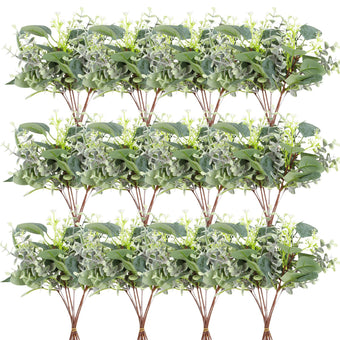 ZeKonan 120pcs Artificial Silver Dollar Eucalyptus Stems Bulk Fake Branches