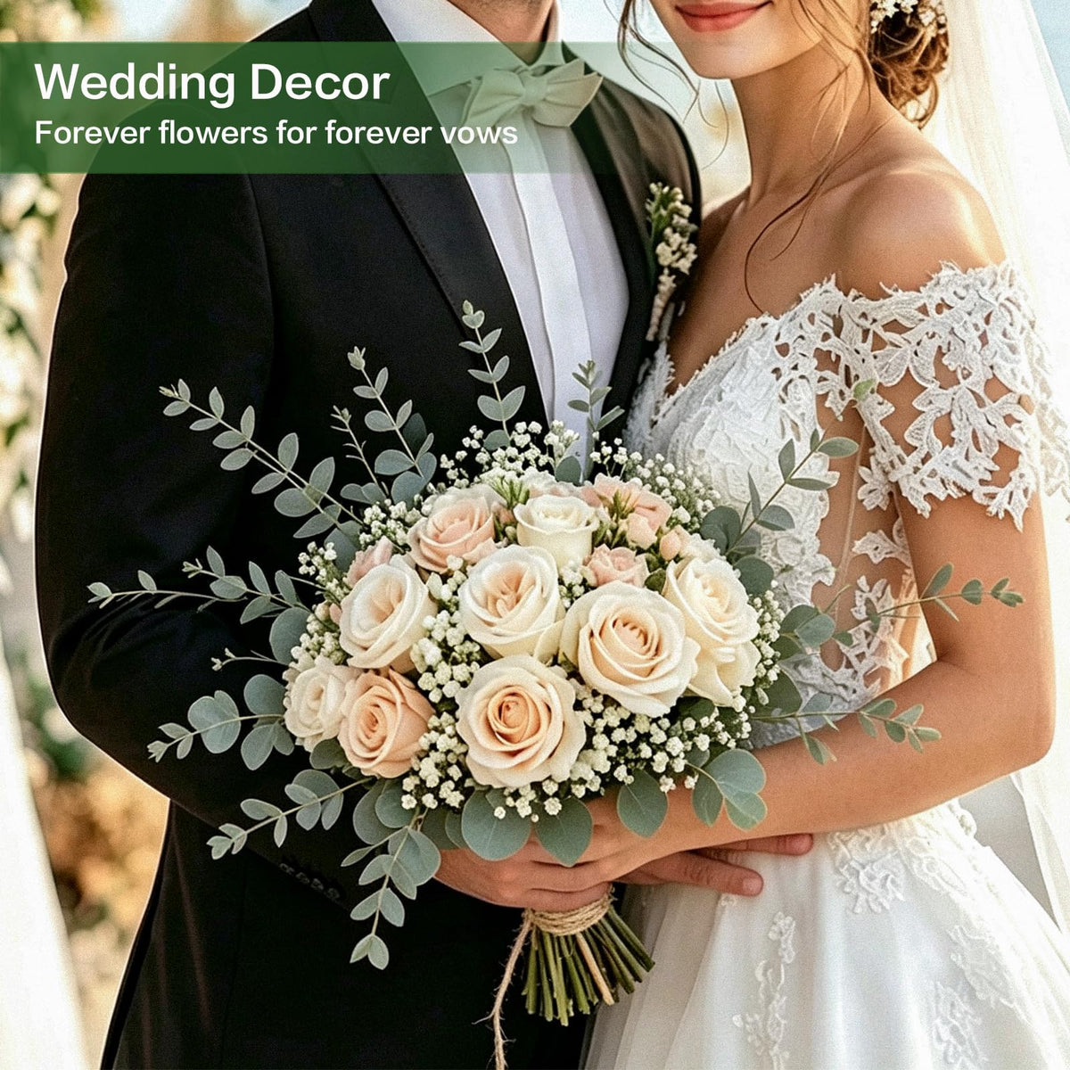 156 PCS Mixed Eucalyptus Stems with Babys Breath Greenery & Silk Roses