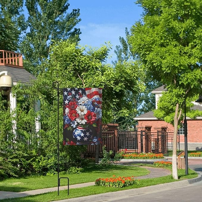 Flowers Garden Flag 12x18 Inch Double Sided Polyester Outdoor Flag For Patio Lawn Yard And Garden Decor
