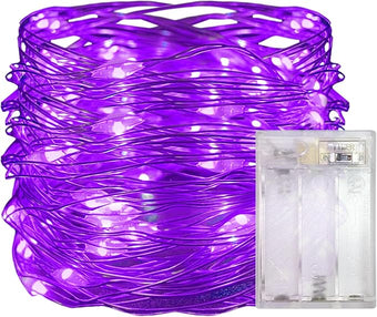 with Timer Function Battery Operated Dewdrop Led Lights,Mini Fairy Lights for Home Parties Christmas/Halloween Holiday Decoration,6 Hours on/18 Hours Off,30 LEDs,10 Feet (Purple, 1)