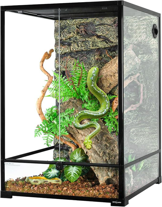 REPTIZOO 90 Gallon Reptile Terrarium 24" x 24" x 36" Large Glass Reptile Tank, Tall Terrarium with Front Opening Door and Top Screen Ventilation Easy Assembly Habitat Tank