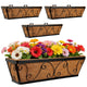 Nature Crafted 24 Inch Window Box Planter with Adjustable Brackets for Hanging Outdoor Plants, 4 Pack Railing Planter Boxes with Coco Liners for Balcony Deck Porch & Patio Garden Decor, Black