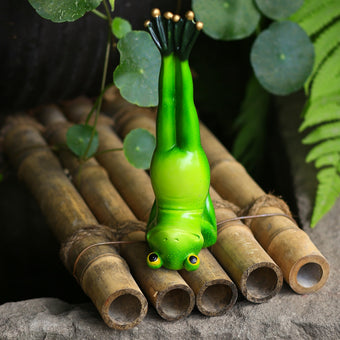 AshyAtom 7.1''(L) Yoga Frog Outdoor Statue Garden Matsyasana Decor