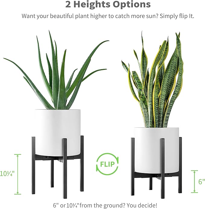 FaithLand Plant Stand, Adjustable Size Fits 8 9 10 11 12 Inches Plant Pot, Metal Planter Stand, Mid Century Expandable Plant Holder Indoor Outdoor, Adjustable Width: 8”-12” - Easy Assembly