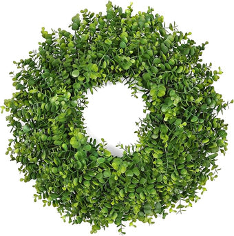 26 Inch Large Greenery Eucalyptus Boxwood Wreaths Artificial Easter Summer Spring Wreaths for Front Door Outdoor All Season Spring Decorations for Home Porch Room Window Wall Farmhouse Decor(Green)