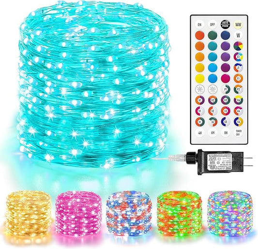 LitHome Led Christmas Fairy Lights Plug in, 200LED 66FT Color Changing Fairy Lights with Remote, 9 Modes Led Christmas Lights Indoor, Easter Pastel Fairy String Lights Twinkle for Party Easter Decor