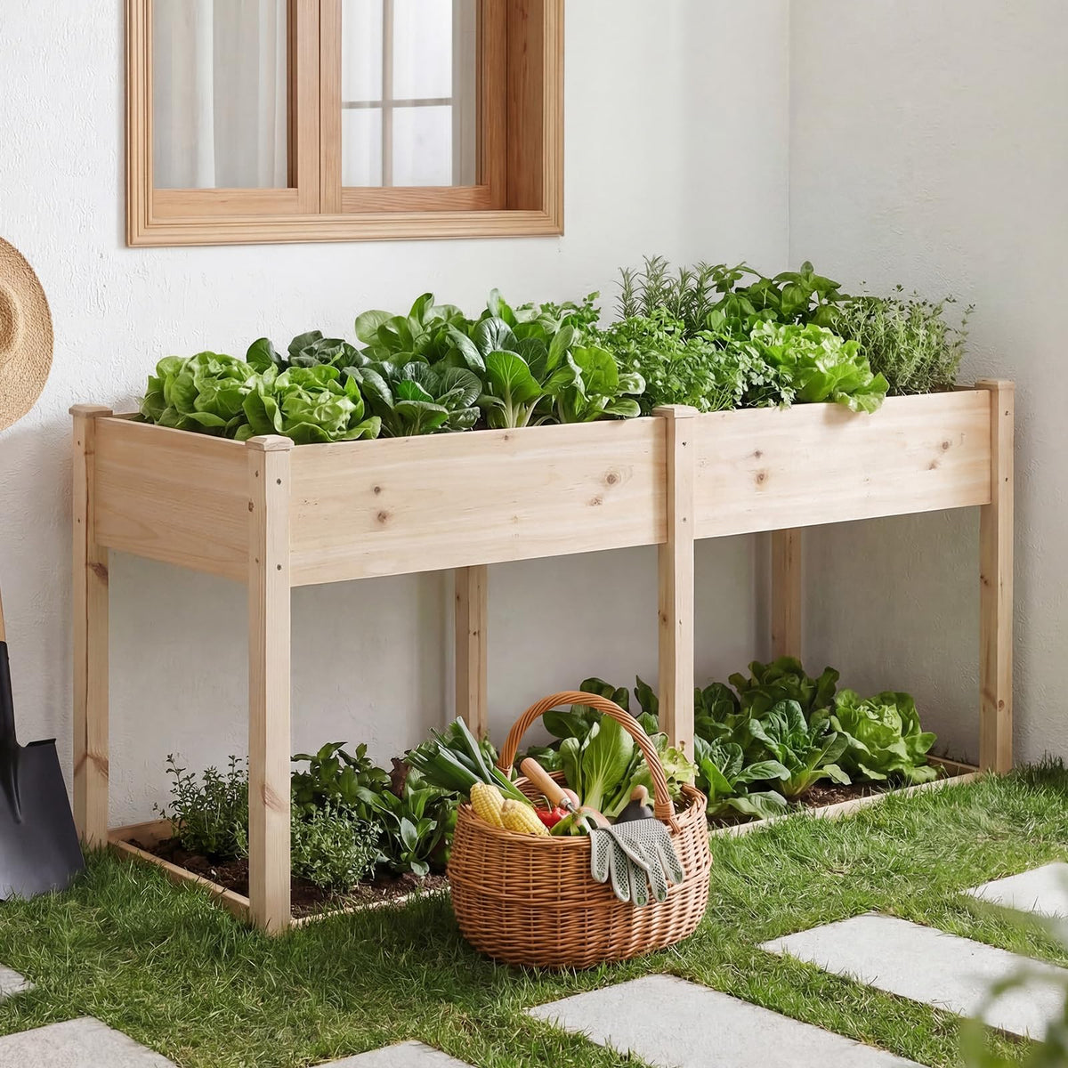 DUMOS 72x23x30 Inch Raised Garden Bed, Elevated Wood Planter Box with Legs