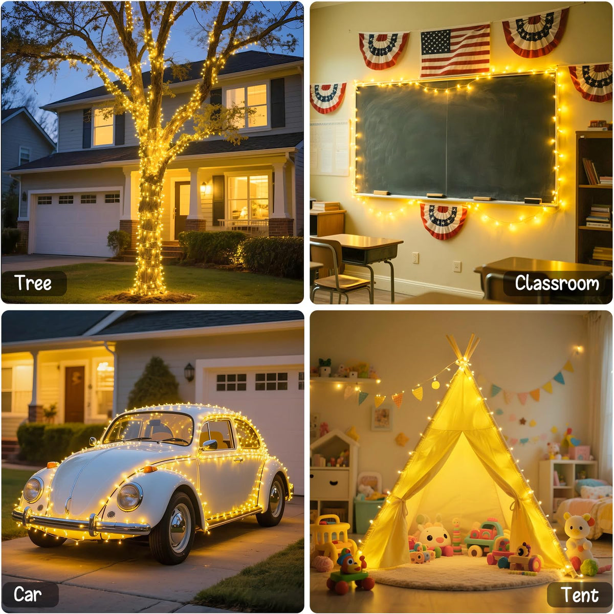 JMEXSUSS 4Pack Christmas String Lights Battery Operated with Remote Control
