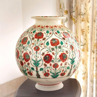 Carnelian Inlay Planter I Majestic Flower Vase I 10 Inches Luxury Marble Plant Pot I Malachite Stone Decorative Vase I Living Room Table Decor Plant Vase I Customized Flower Pot
