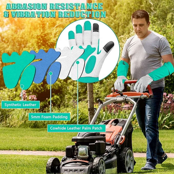 SLARMOR Long-Gardening-Gloves for Women/Men - Thorn Proof Rose Pruning Gloves Heavy Duty Gauntlet, Best Garden Gifts for Gardener-L