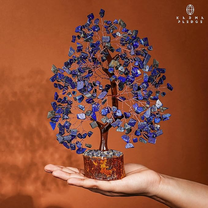 Crystal Tree of Life Lapis Lazuli Healing Crystal Trees for Home & Office Decor, Handmade Crystal Money Bonsai Trees for Positive Energy, Good Luck, Christmas Decor, Birthday Gifts for Women, Mom