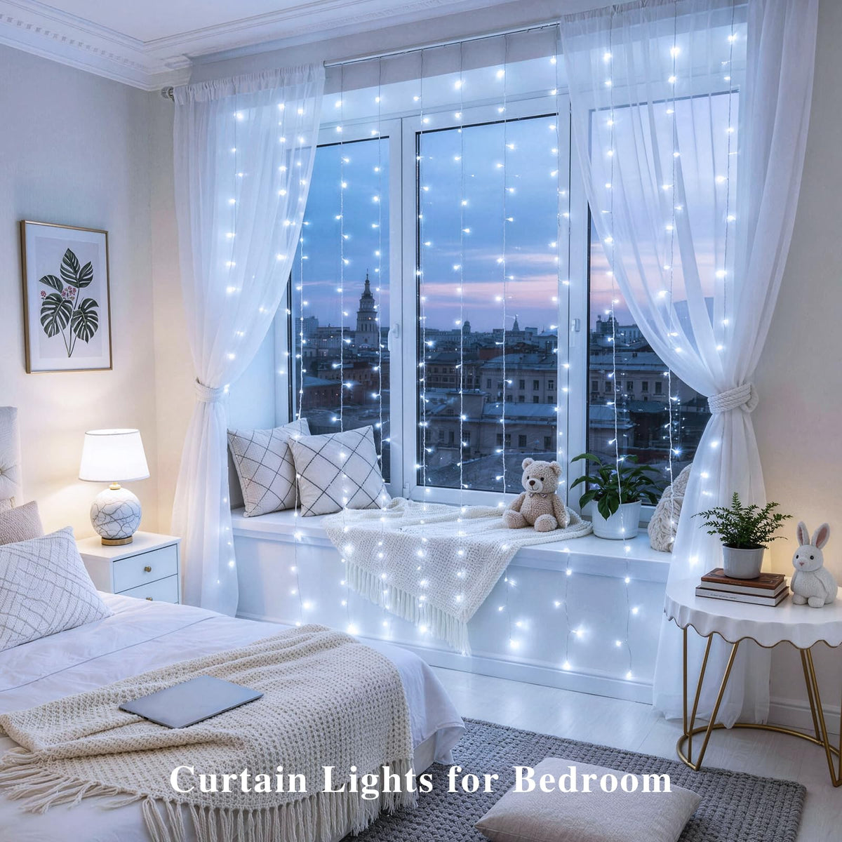 JMEXSUSS 200 LED Curtain Lights Battery Operated & USB Plug in