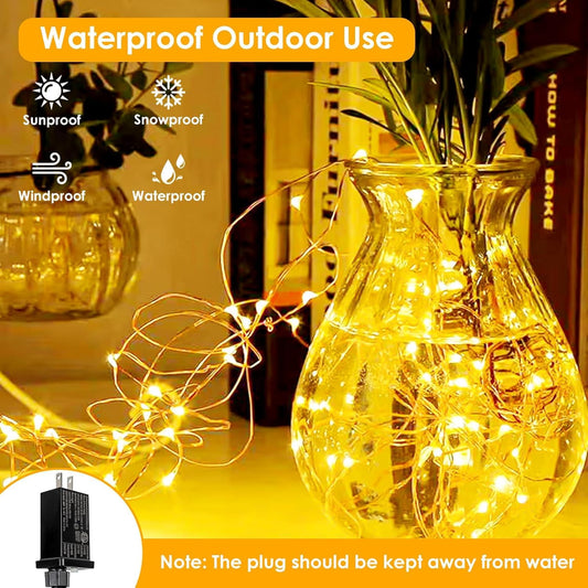 2Pack 132FT 400 LED Fairy Lights Plug in, 8 Modes Twinkle Lights Warm White