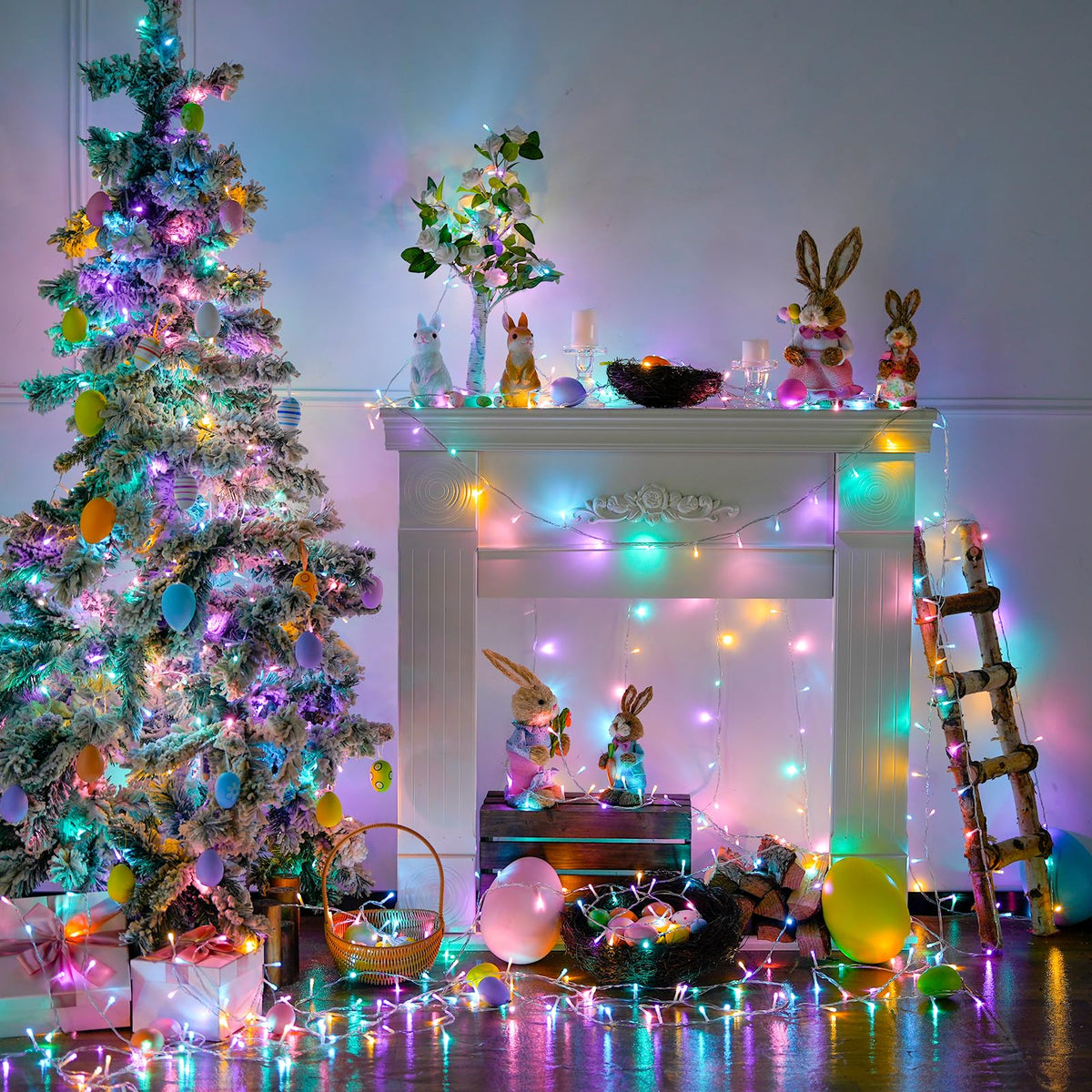 JMEXSUSS 400 LED Easter Lights Indoor Outdoor, 132FT Easter String Lights