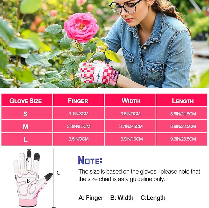 Leather-Gardening-Gloves for Women,Thorn-Proof Work-Gloves for Weeding,Digging,Planting,Pruning Yard garden Gloves