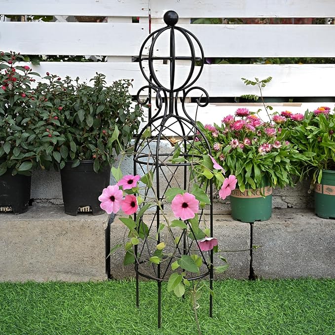 Garden Obelisk Trellis for Climbing Plants - 27.1" x 7.8" -Durable Metal Design, Rust-Proof, Ideal for Indoor & Outdoor Use, Perfect for Roses, Topiaries, and Garden Decor