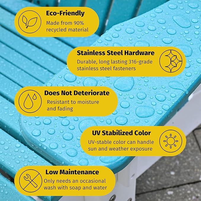 LuxCraft Poly Tete-a-Tete Patio Table and Counter Height Balcony Chairs with Umbrella Hole, Weatherproof Outdoor Patio Furniture Set for Outside - Amish Made in USA (Weatherwood & Chestnut Brown)
