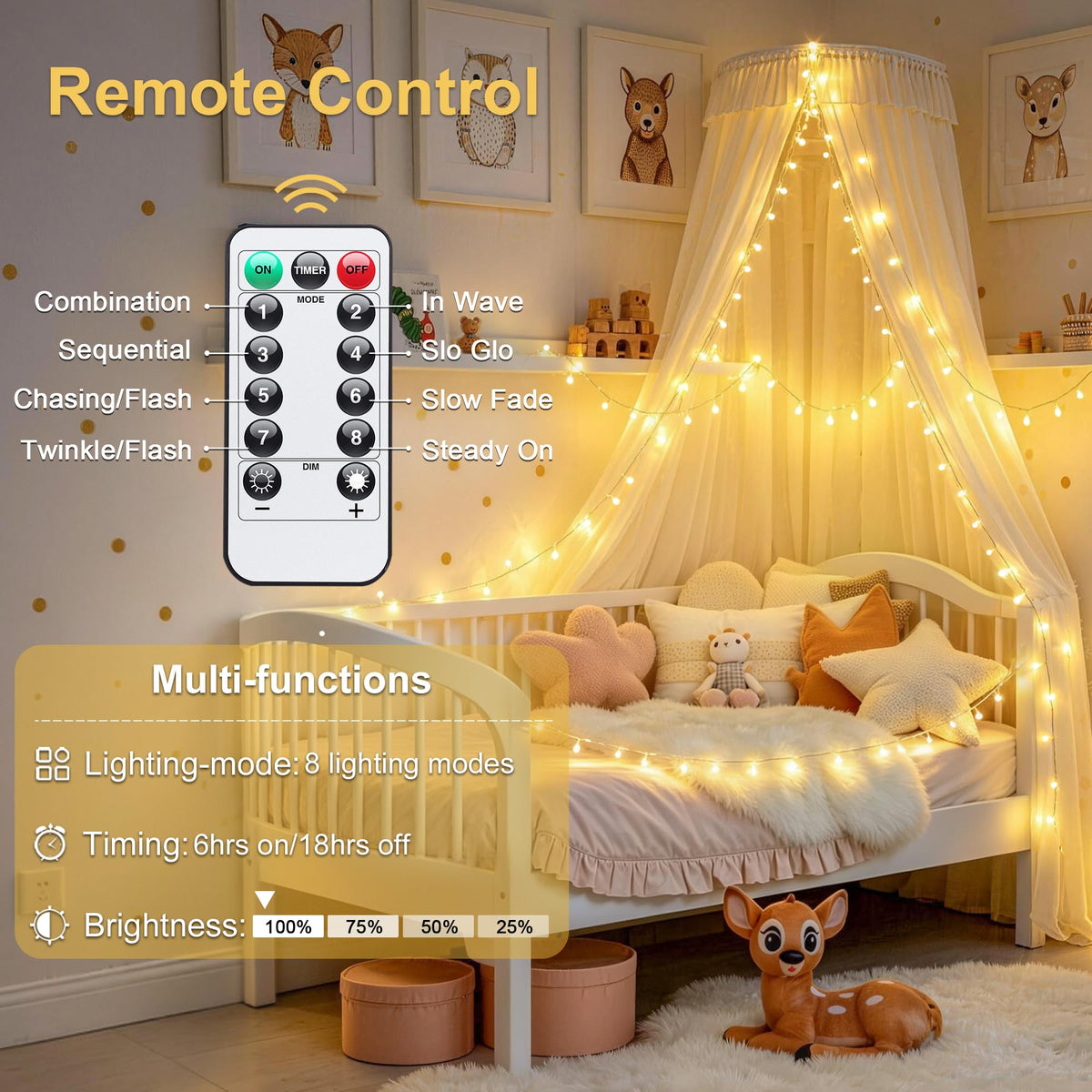 JMEXSUSS Remote Control String Lights Battery Operated Classroom Lights