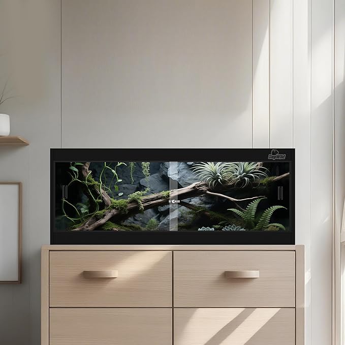 20 Gallon PVC Reptile Enclosure, RepWild 30"x12"x12" Terrarium/Tank with Heavy-Duty Screen Top, Glass Sliding Doors & Lock for Bearded Dragons, Ball Python, Geckos, Lizards