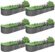A ANLEOLIFE 6 Pcs 12X3X1.5 ft Oval Extra Large Galvanized Raised Garden Beds Outdoor for Planting Vegetables Flowers Herb, Quartz Grey