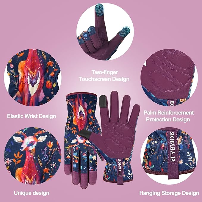 Leather-Gardening-Gloves for Women,Thorn-Proof Work-Gloves for Weeding,Digging,Planting,Pruning Yard garden Gloves