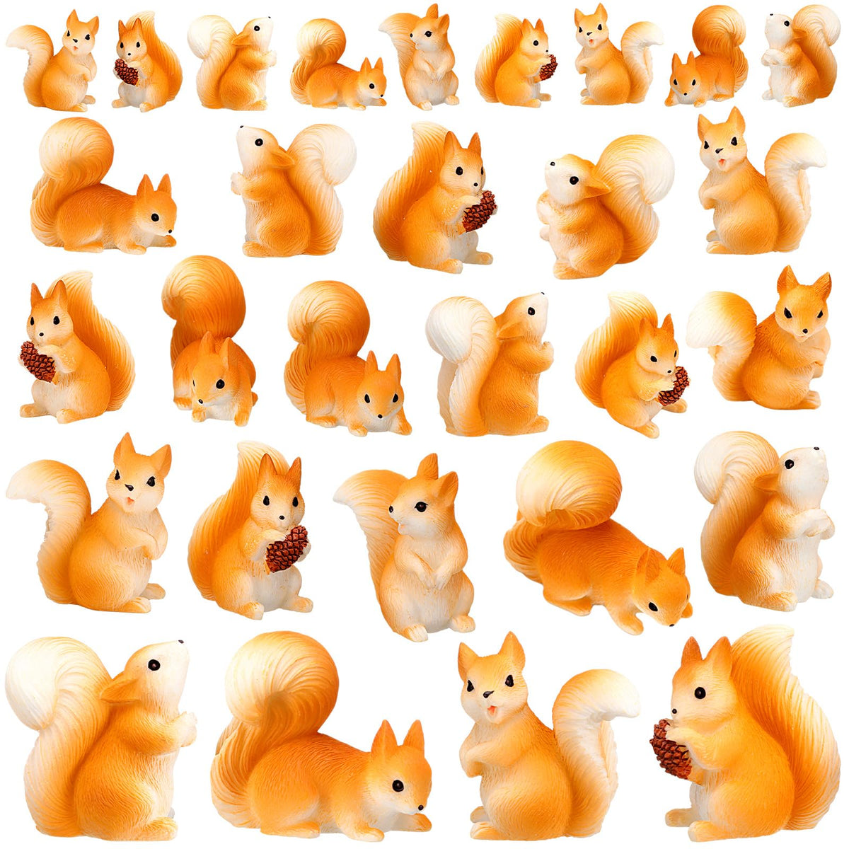 Weysat 40 Pcs Mini Resin Squirrel Figurines, Tiny Animal Decor for Craft