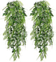 Hollyone 2pcs Artificial Hanging Plant 36" Faux Ferns Artificial Plastic Greenery Ivy Leaves Fake Vines for Wall Farmhouse Living Room Kitchen Shelf Garden Home Patio Indoor Outdoor Decor