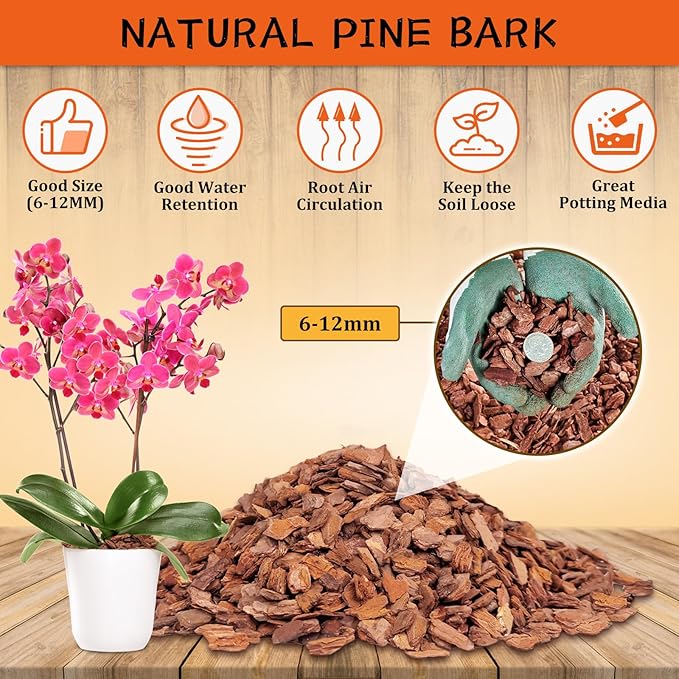 Legigo 12 Quarts Organic Orchid Potting Bark- All Natural Orchid Bark Potting Mix Pine Bark Wood Chips for Plants, Orchid Root Development, Houseplant Garden Mulch, Potting Soil Mix