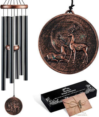 Gabzart Wind Chimes for Outside, Vintage Deer Deep Tone Wind Chime Outdoor Clearance, Patio Porch Balcony Decoration, Garden Hanging Decor for Women Mom Grandma (32" Deer)