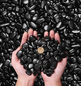 NUPICK 10 Pound River Rocks, 1-2 Inches Polished Pebbles for Plants, Fish Tank, Clear Vase and More, Natural Black Stones
